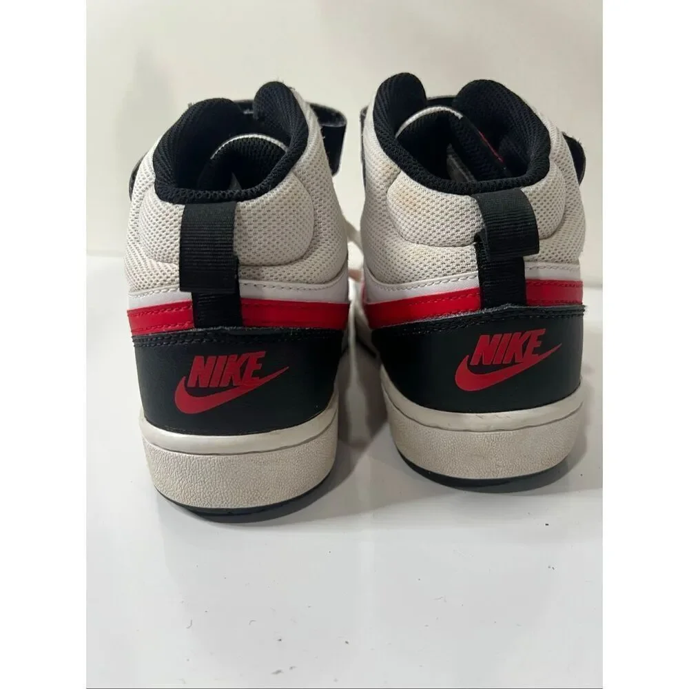 Nike Court Borough Mid 2 Sneakers Black Red White Size 6 Youth